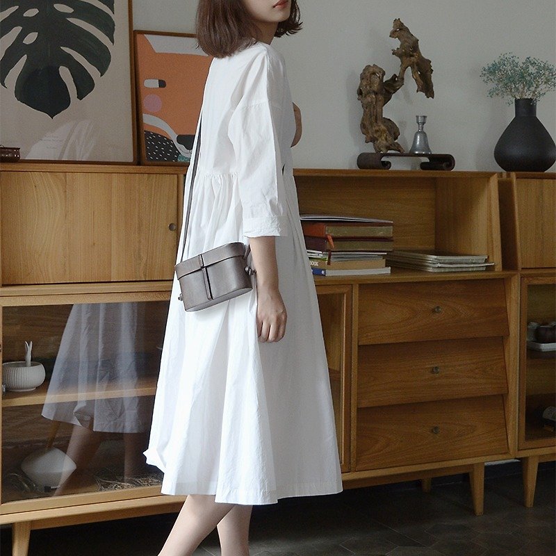 white dress | dress | cotton | independent brand | Sora-42 - ワンピース - コットン・麻 ホワイト
