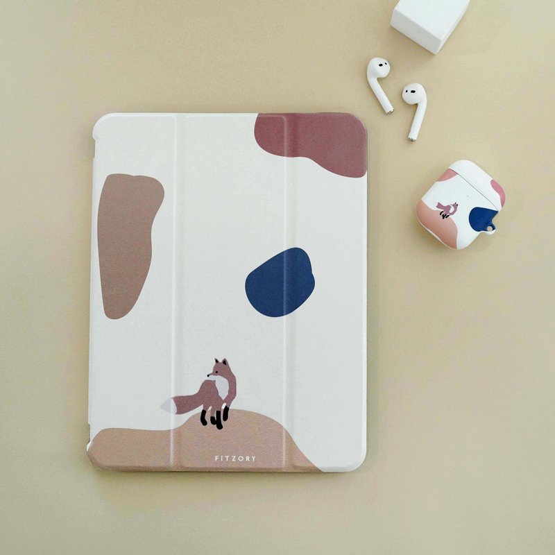 【FITZORY】Zoo healing color block fox | iPad case - เคสแท็บเล็ต - พลาสติก ขาว