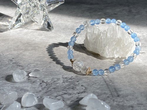 Atlantis Crystal City 【在水一方。天然水晶手串】藍玉髓、白水晶|4MM小水晶