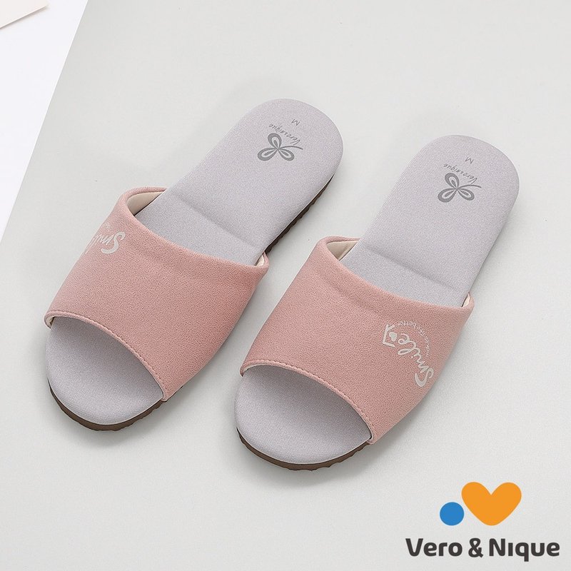 [Veronica] Cool and comfortable home happiness cool indoor slippers-Happiness Pink - รองเท้าแตะในบ้าน - วัสดุอื่นๆ สึชมพู