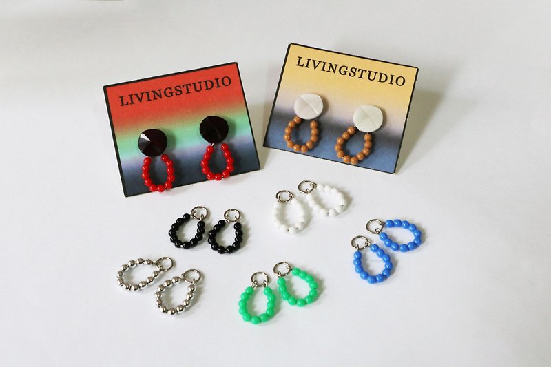 Ding Dong_Multicolor 2-wear handmade earrings - Earrings & Clip-ons - Plastic Multicolor