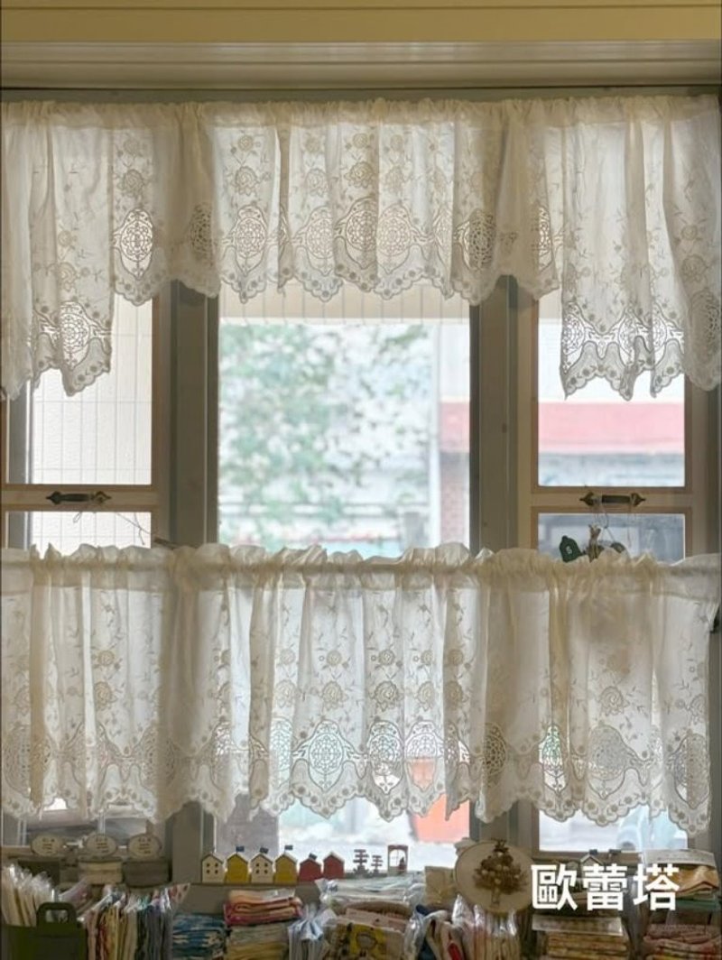 歐蕾塔手做***妹妹頭雙層蕾絲手作短簾 - 門簾/門牌 - 棉．麻 白色