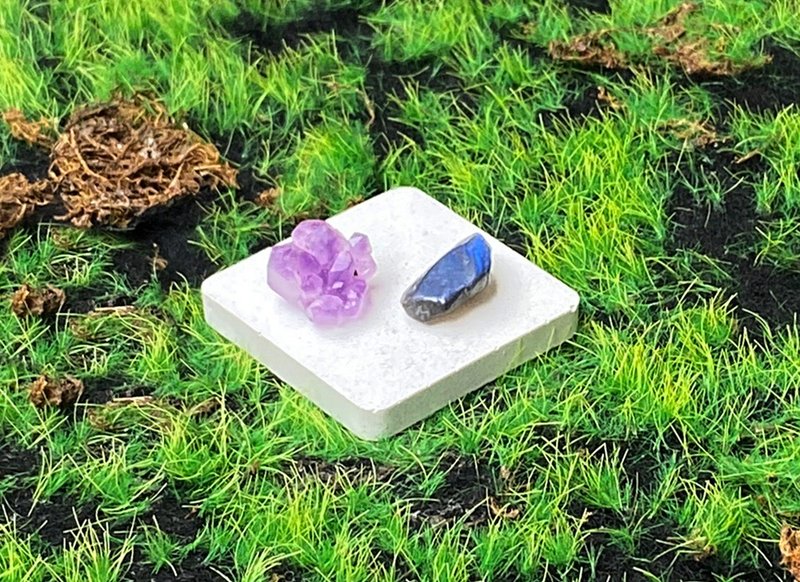 拉長石 紫晶骨幹晶花 |招財開運  旺姻緣 旺事業 辦公室 風水擺件 - 擺飾/家飾品 - 水晶 多色