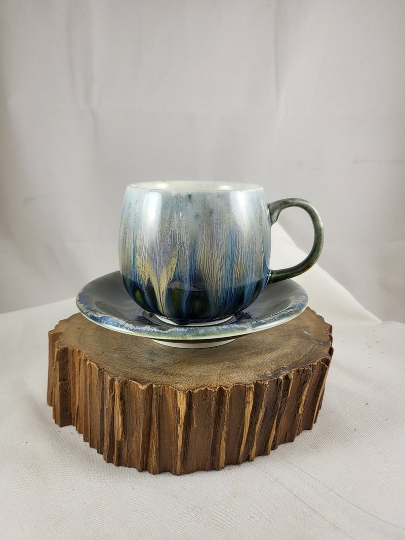 Waterfall Blue Glaze Coffee Mug Set - เครื่องทำกาแฟ - เครื่องลายคราม สีน้ำเงิน