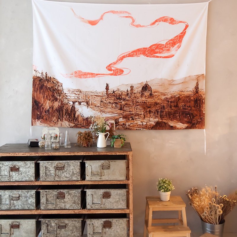 Song of Florence -Wall Tapestry | Home Decor | Christmas Gift | Holiday Gift - ตกแต่งผนัง - เส้นใยสังเคราะห์ สีส้ม