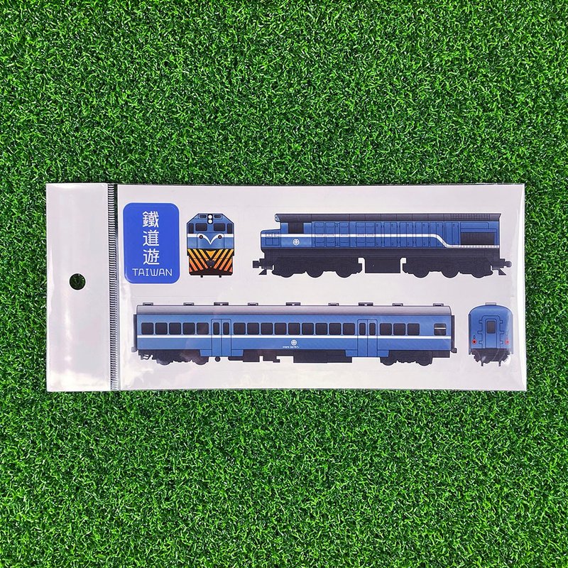 Railway Tour Blue Leather Train Sticker Set - Stickers - Plastic Blue