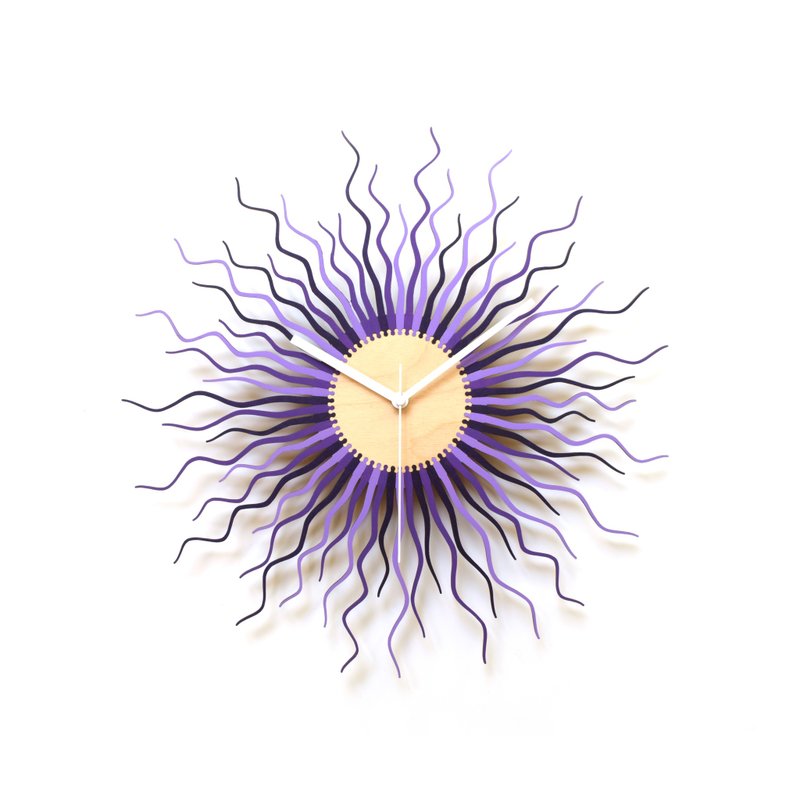 Medusa purple - sunburst wooden wall clock in shades of purple - นาฬิกา - ไม้ สีม่วง