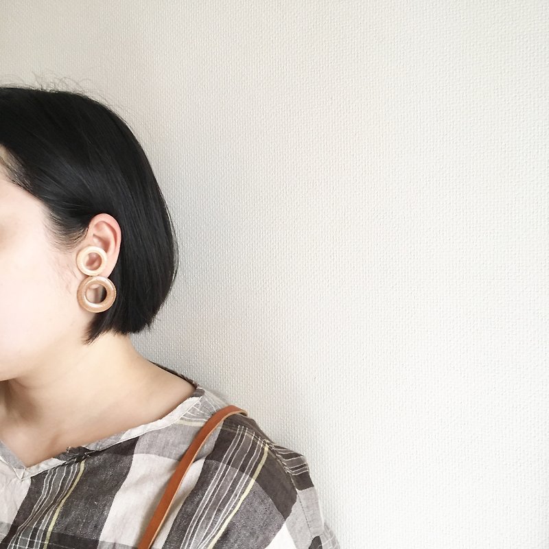 hutamaru earrings ear - Earrings & Clip-ons - Wood Khaki
