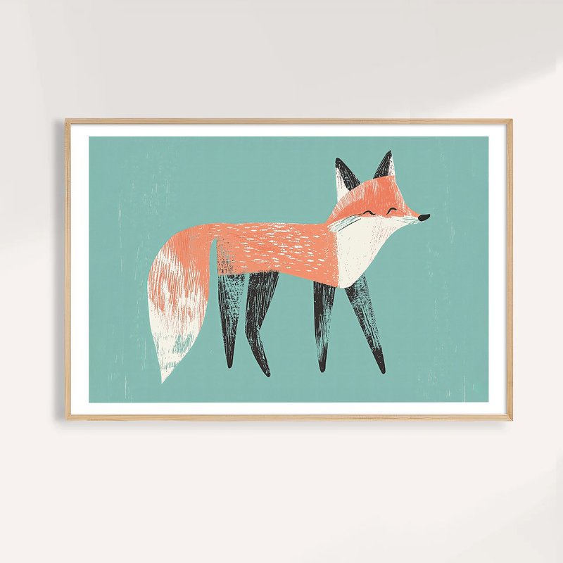 森林靈影的狐狸 Fox in the Pines / 童話系列動物插畫 - 海報/掛畫/掛布 - 紙 