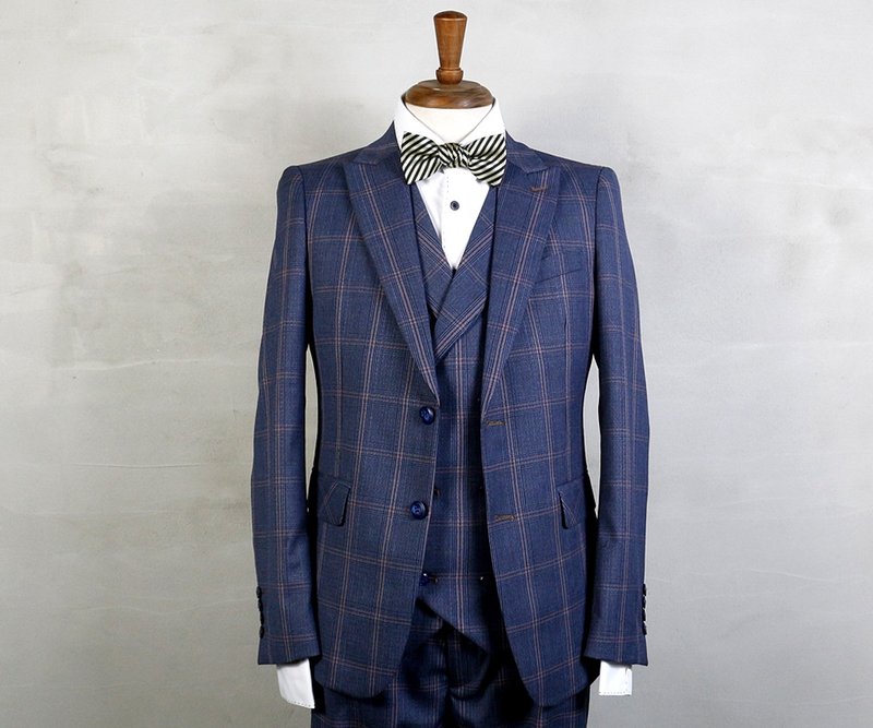 Plaid suit jacket-HG13256 - เสื้อเชิ้ตผู้ชาย - เส้นใยสังเคราะห์ สีน้ำเงิน