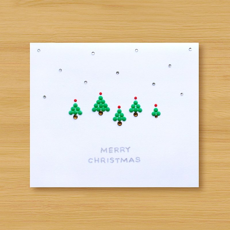 (3 models for choice) Handmade diamond card _ Christmas Little Forest-Christmas Card - Cards & Postcards - Paper Red