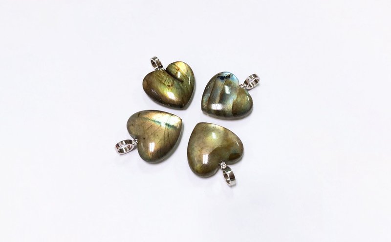 Lucky Day Little Heart Labradorite Necklace 925 Sterling Silver Hand-Inlaid - สร้อยคอ - เครื่องประดับพลอย 