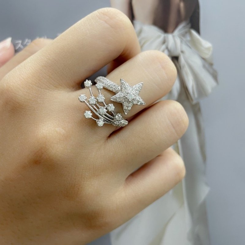 Moissanite Ring, Star Ring, Silver Ring, Star Full Moissanite Ring - แหวนทั่วไป - เงินแท้ 