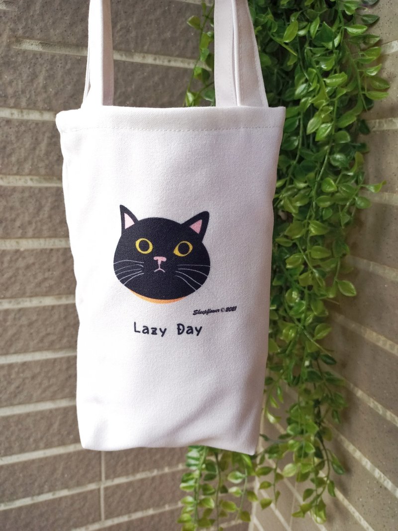 The total purchase price is 190 yuan for purchases over 500 yuan_Canvas Beverage Bag_Drink Cup Bag_Ice Master Cup Bag (Cat) - Beverage Holders & Bags - Cotton & Hemp Multicolor