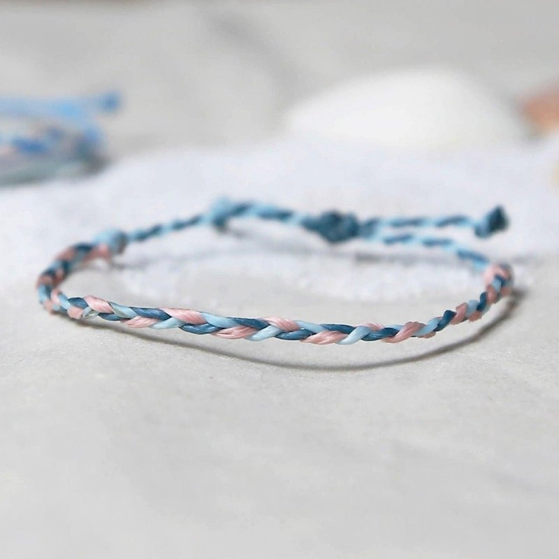 Sea y'all ocean handmade Wax rope braided bracelet-original style (fine/Tahiti coral) - สร้อยข้อมือ - วัสดุอื่นๆ 