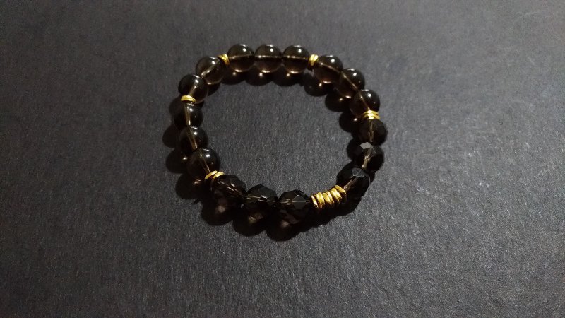 (Customized gift) Citrine x Tea gold sterling silver plated 24K gold bracelet - Bracelets - Crystal Brown