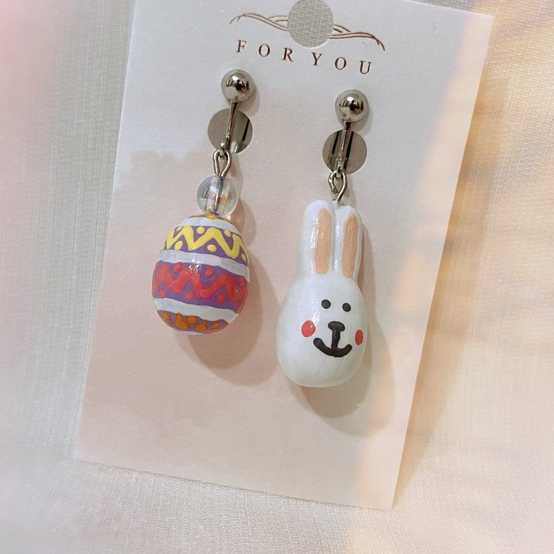 Easter Bunny Earrings (made from clay) - Earrings & Clip-ons - Clay 