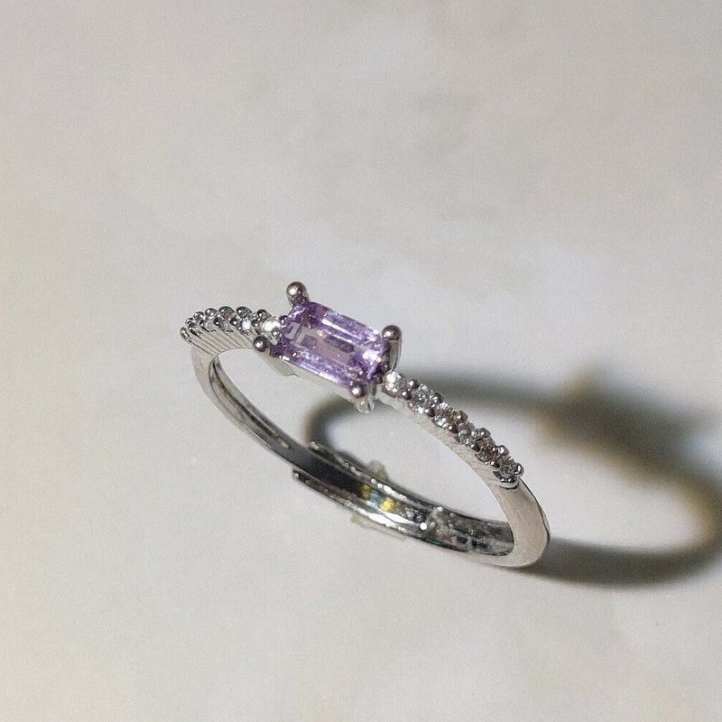 Le Bonheur Amethyst Sugar Cube Ring Opening Adjustable (Valentine's Day Birthday Gift) - General Rings - Semi-Precious Stones Purple