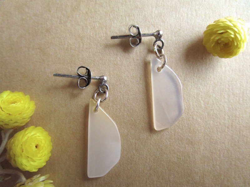 Di Baole series earrings yellow chalcedony (ear acupuncture) / unique personality style natural texture beauty / - ต่างหู - หยก สีใส