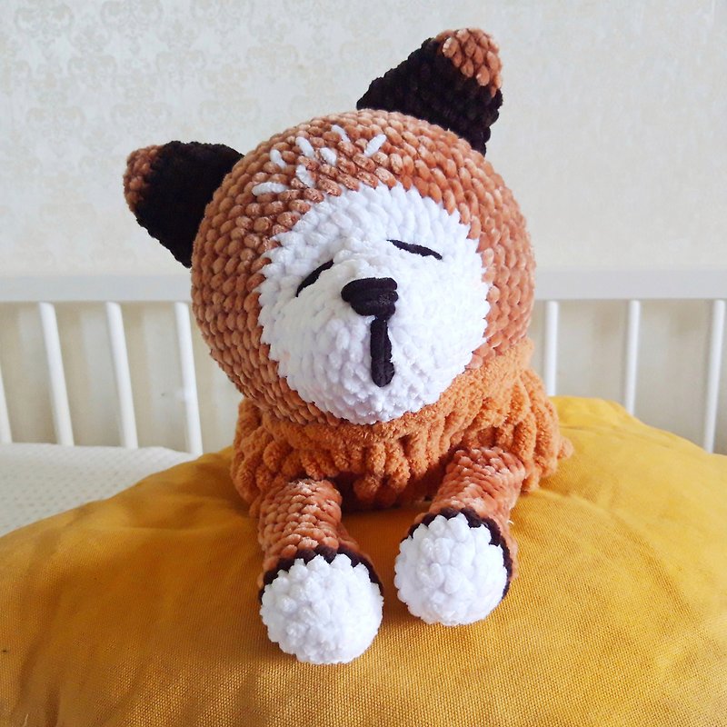 First birthday girl gift, plush fox, pajama bag - 嬰幼兒玩具/毛公仔 - 繡線 咖啡色