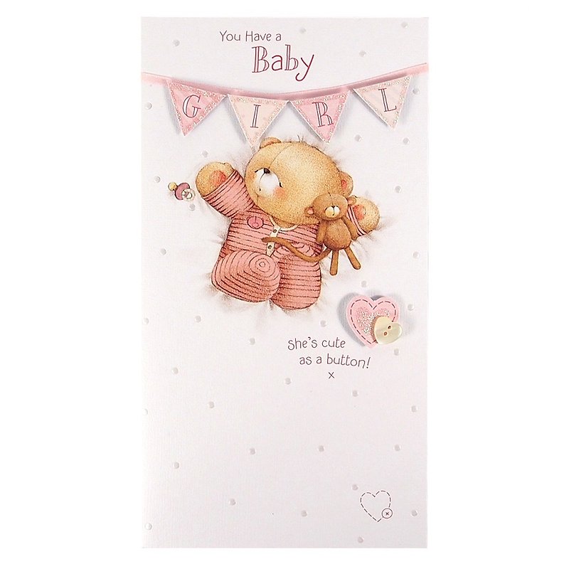 Cute baby girl [Hallmark-ForeverFriends-Card Baby Congratulations] - Cards & Postcards - Paper Pink