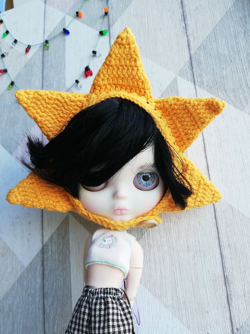Blythe doll Christmas hat Star - 公仔/玩偶 - 棉．麻 黃色
