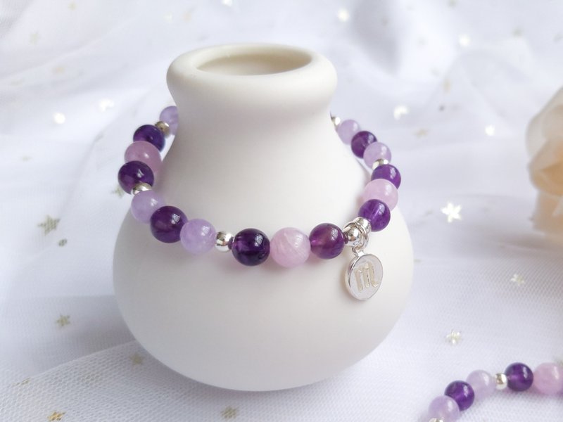 [Purple Tang] Lithium Amethyst Lavender Amethyst S925 Sterling Silver Bracelet - สร้อยข้อมือ - คริสตัล สีม่วง