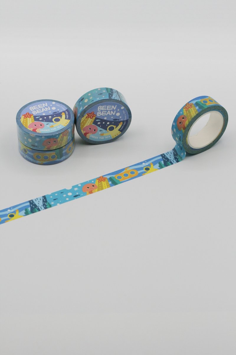 Under the Sea washi masking tape (15mm x 10m paper tape) - 紙膠帶/和紙/PET - 紙 多色