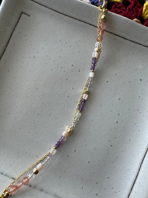 This is Neroli 水晶編織設計館 This is Neroli-貝殼小管珠搭紫水晶雙圈手練 延長鏈款
