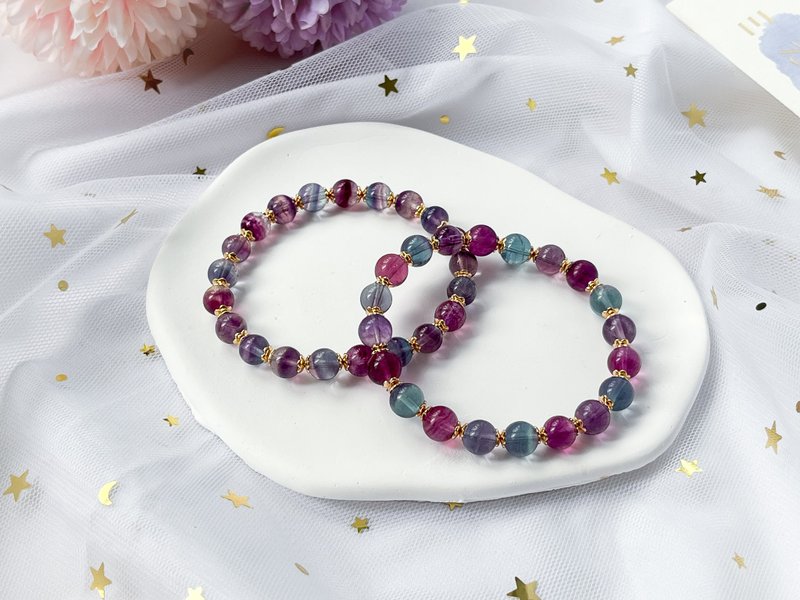 [Liu Ying] Stone 14k gold-filled design bracelet - Bracelets - Crystal Multicolor