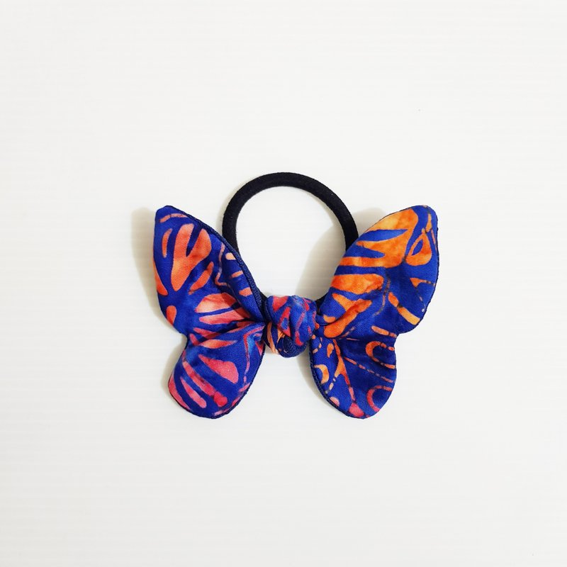 [Xuan-Dark Blue] Exclusive classic style!!! Bow-shaped hair tie - Hair Accessories - Cotton & Hemp Blue