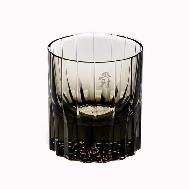 205cc [Edo Kiriko] 4 colors (1 calligraphy character) starburst lead-free crystal whiskey glass - Bar Glasses & Drinkware - Glass Gray