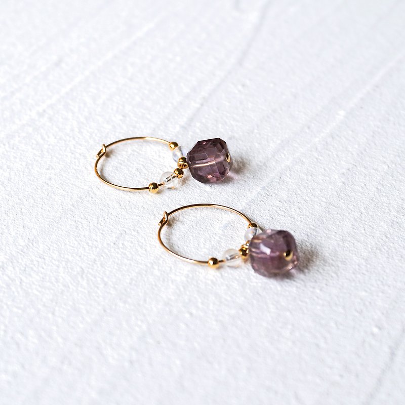Body and Mind Health Purple Stone Amethyst Moon Stone Crystal Bracelet Earrings Combination Purchase - Earrings & Clip-ons - Crystal Purple