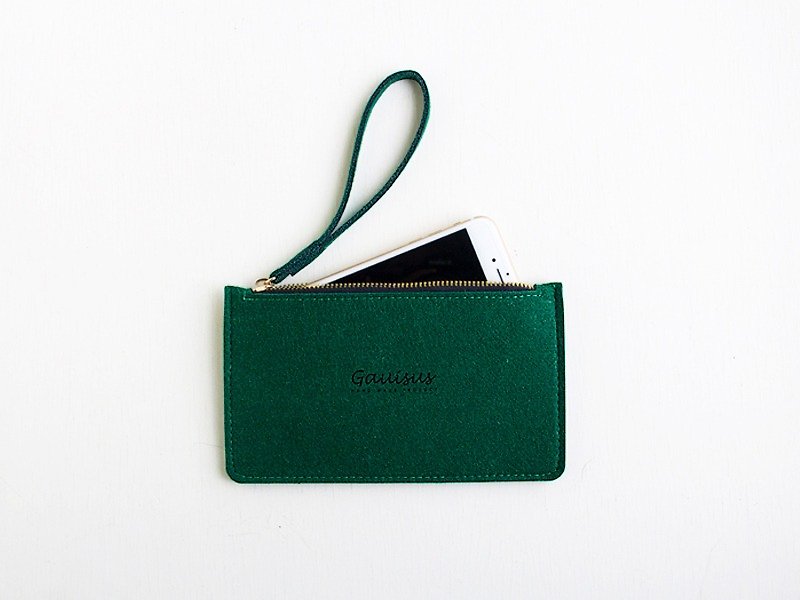 Le Yang·Leyan-Wool felt storage bag / Mobile phone bag - Retro A brother green (new) - Clutch Bags - Wool Green