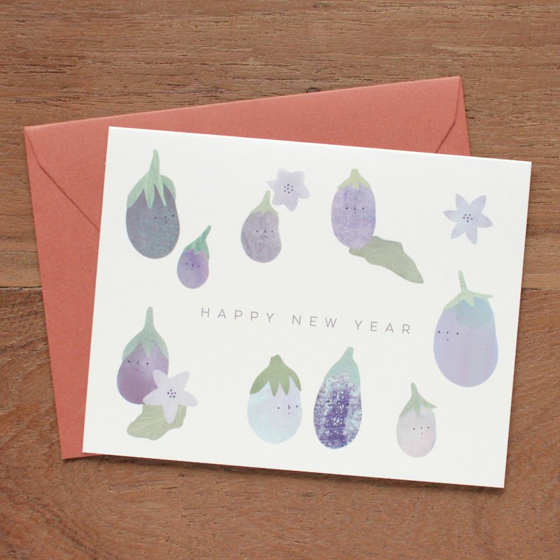 The Aubergines - Happy New Year Greeting Card - Cards & Postcards - Paper Purple