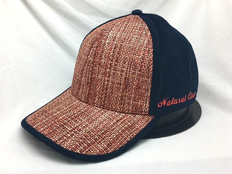 Embroidered paper baseball cap (red pattern + dark blue) old hat made in Taiwan - หมวก - กระดาษ สีแดง