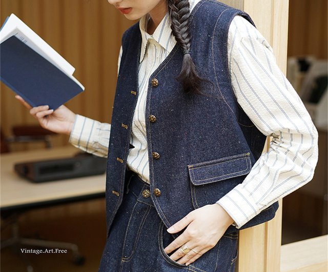 Color dot deep indigo DENIM girl Japanese color dot denim