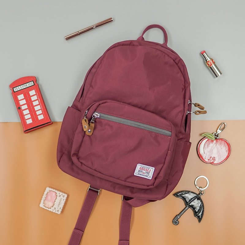 ARGALI Ferret Backpack Small Burgundy - กระเป๋าเป้สะพายหลัง - ผ้าฝ้าย/ผ้าลินิน สีแดง