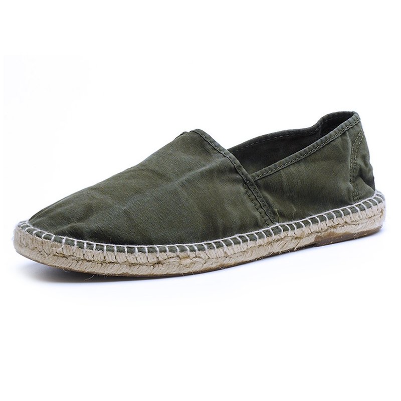 Spanish handmade canvas shoes / 325E espadrilles slippers / men's / 622 army green - Men's Casual Shoes - Cotton & Hemp Green
