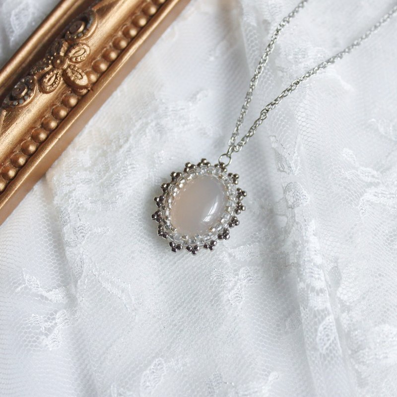 Victoria series necklace white agate braided necklace gift - สร้อยคอ - เครื่องประดับพลอย สีเงิน