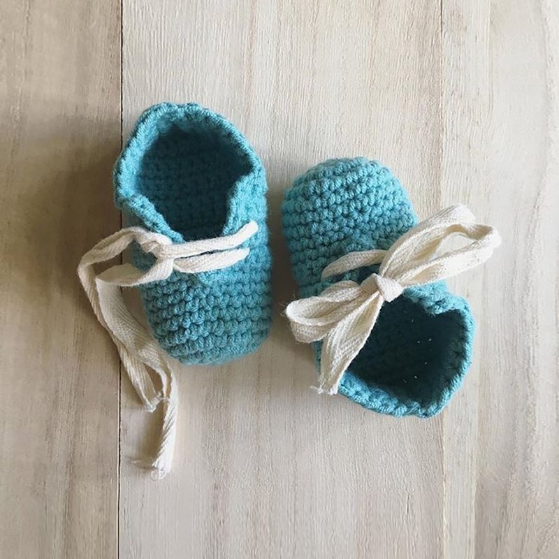 Slip-On Baby Booties, Crochet Shoes, Socks, Sneaker, Boots, Footwear for Kids - 嬰兒鞋/學步鞋 - 棉．麻 藍色