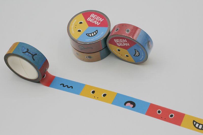 Monster faces washi masking tape (15mm x 10m paper tape) - Washi Tape - Paper Multicolor