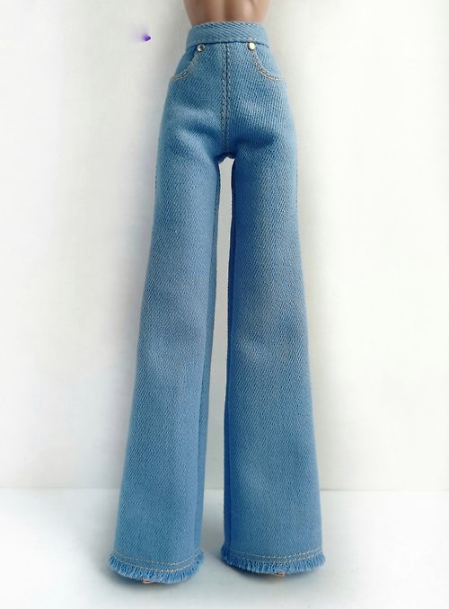 La-la-lamb La-la-lamb Blue flared denim trousers for Fashion Royalty FR2 12inch doll