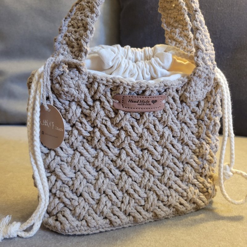 Hand-crocheted thick rope three-dimensional handbag shopping bag customization - กระเป๋าถือ - ผ้าฝ้าย/ผ้าลินิน 