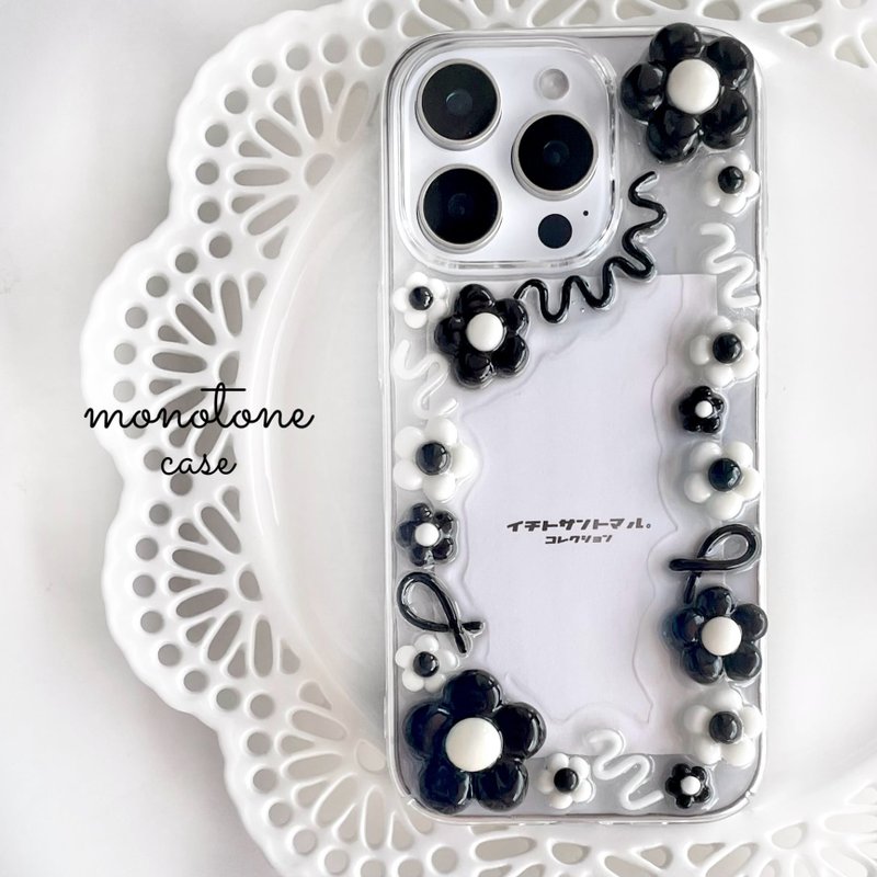【期間限定】モノトーンおはなのiPhoneケース - スマホケース・カバー - プラスチック ブラック