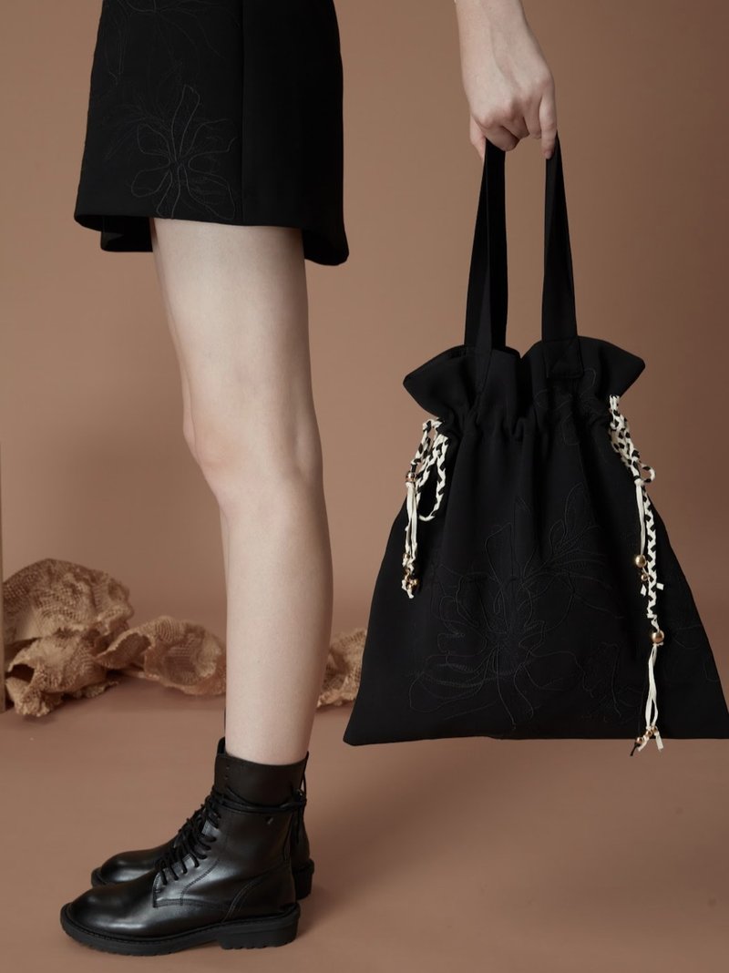 black embroidered bag - Handbags & Totes - Other Materials Black