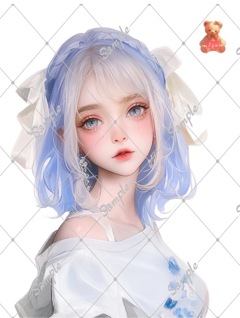 Original Character Stickers, Decorative Stickers, Set of 5 - สติกเกอร์ - กระดาษ 