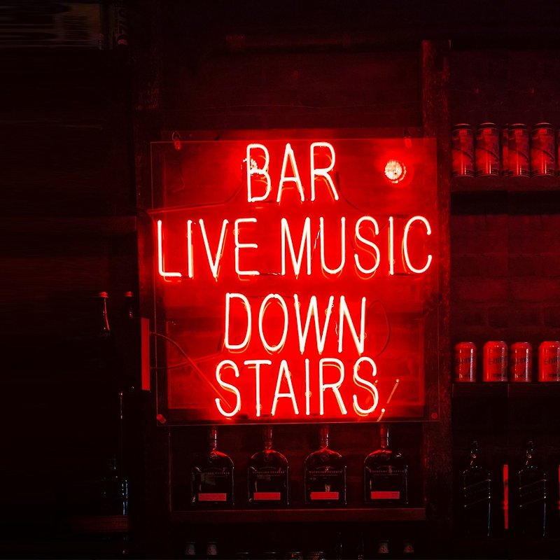 BAR LIVE MUSIC DOWN STAIRS LED Neon Sign Home Decor Light Part Bar Night Light - โคมไฟ - อะคริลิค สีใส