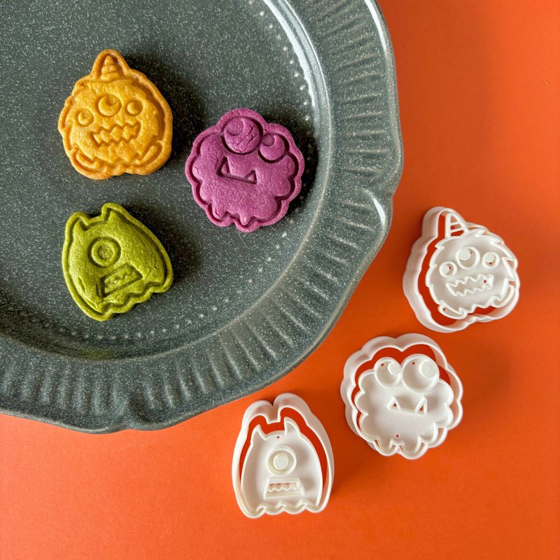 [Cookie Cutter] Monster 3-Piece Set Halloween Monsters - Cookware - Plastic White