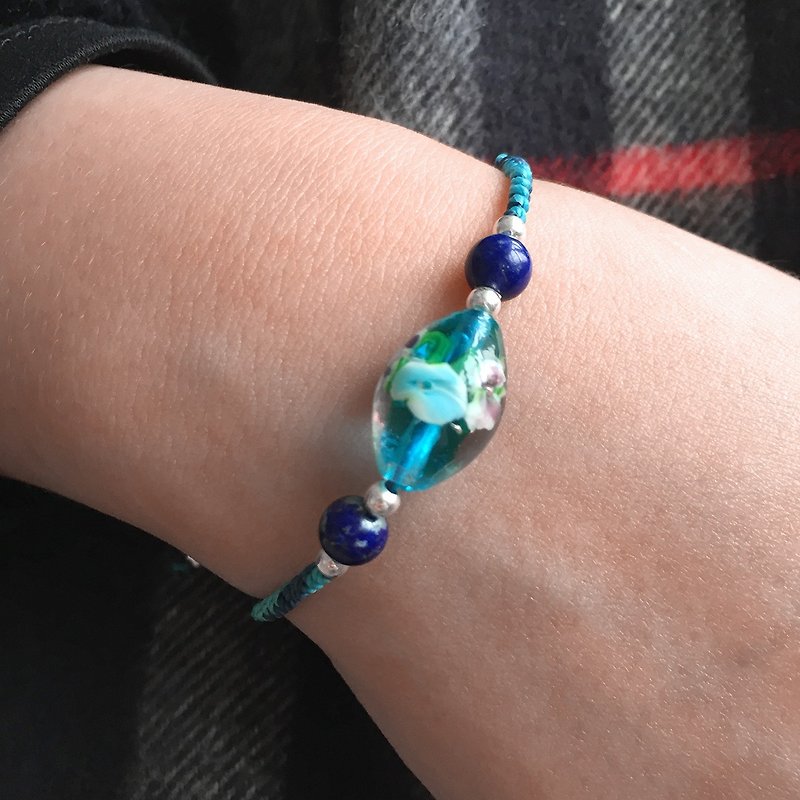 Blue Love Glass Bracelet | Valentines Day Gift | Glass String Bracelet | Love - Bracelets - Other Materials Blue